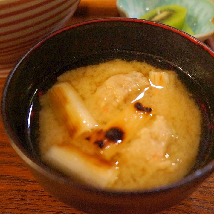 鶏牛蒡とネギ焼きのお味噌汁